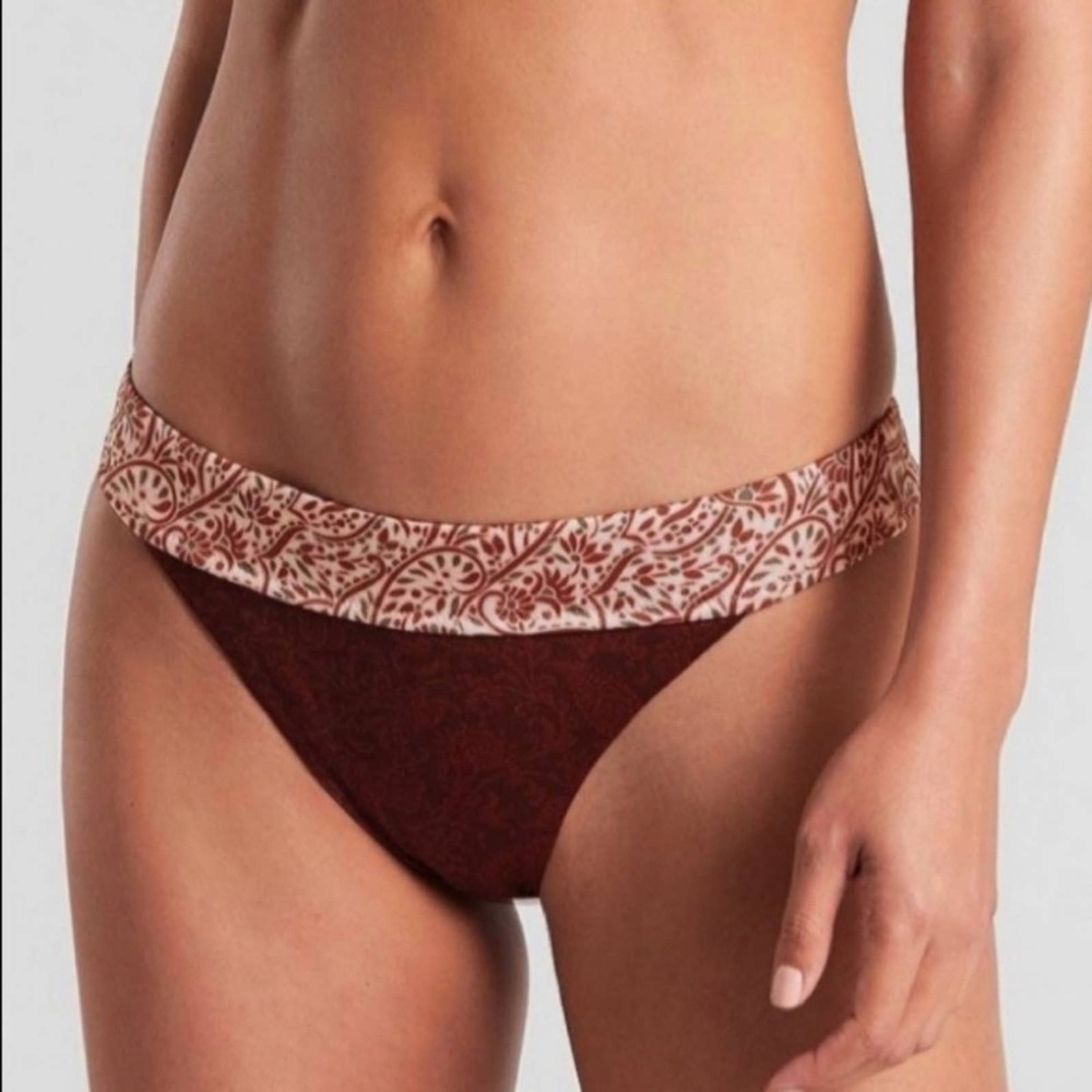 NWT athleta aqualux batik mid rise bikini bottoms size large